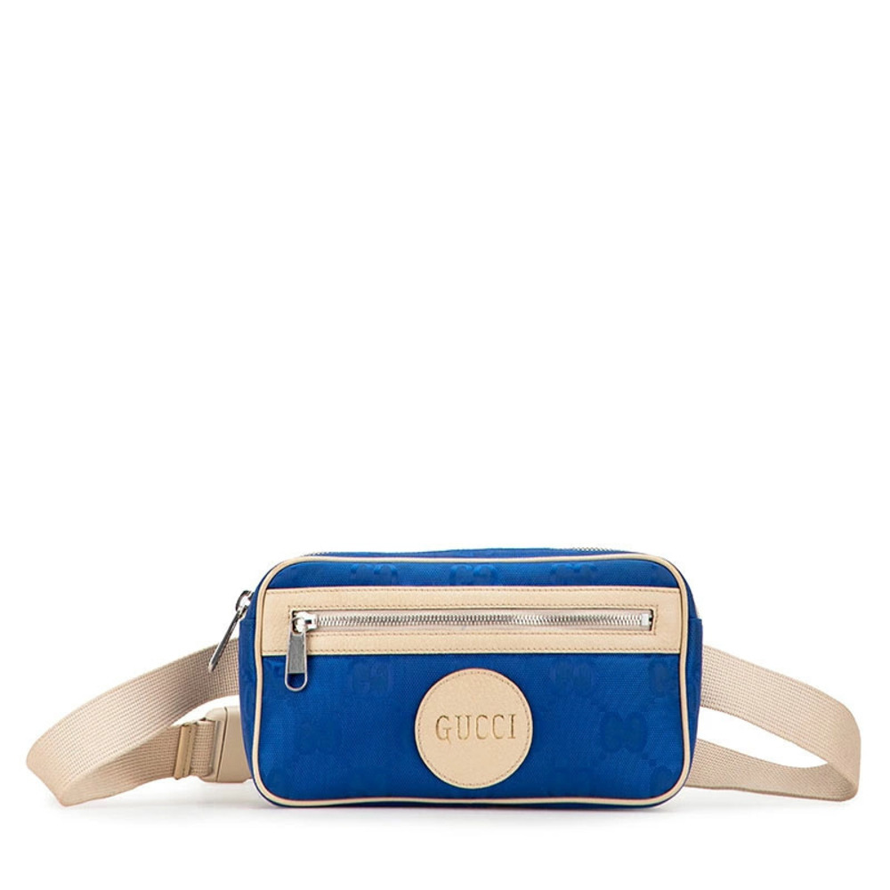 Gucci GG Off the Grid Belt Bag Body Blue Beige Cream Leather